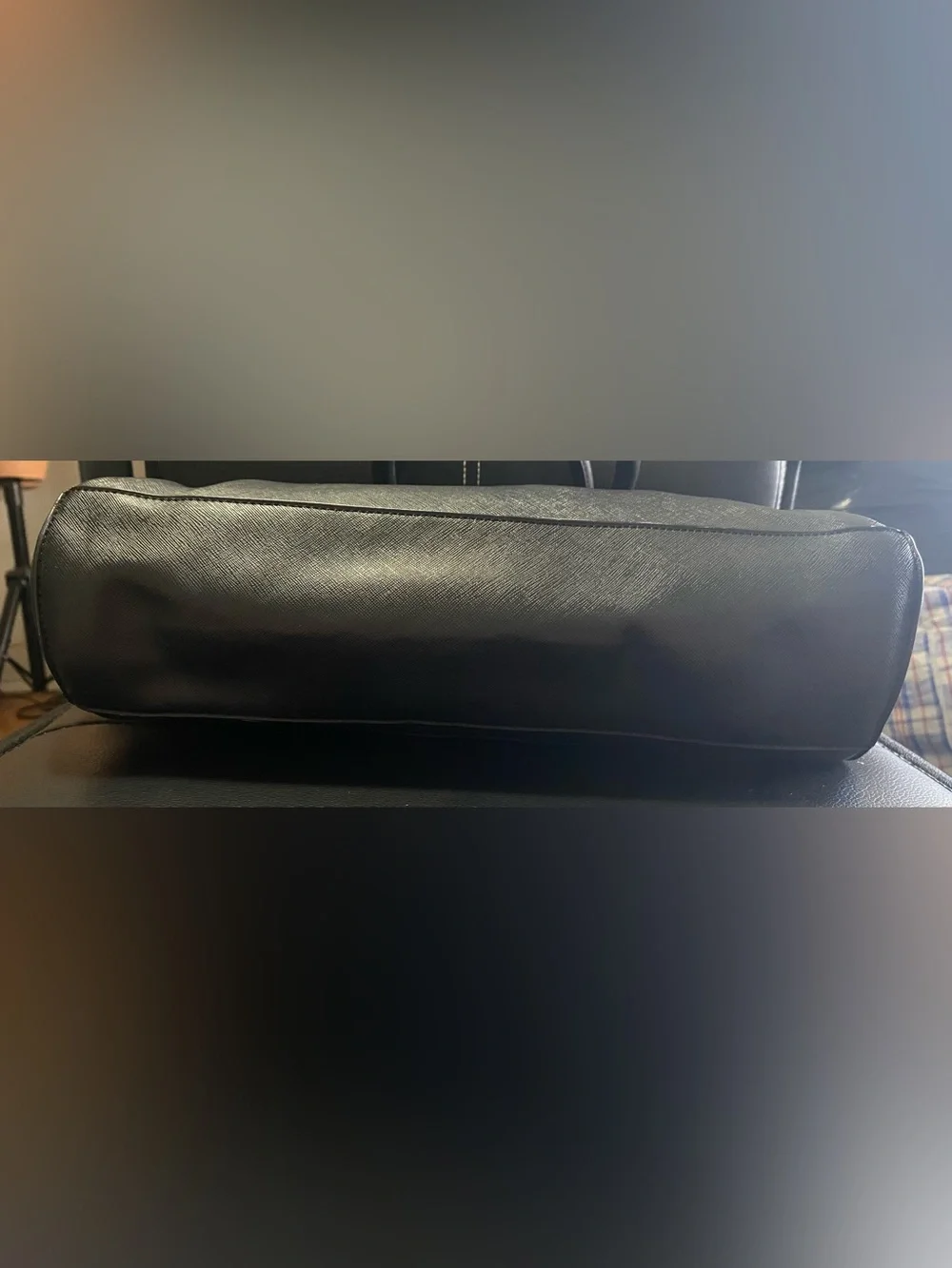 Guess Black Saffiano Tote Bag with Logo Charm